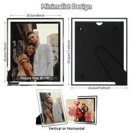Cokiyaya 8×10 Picture Frame, Silver Glass Photo Holder, Tabletop Use or Wall Mounted, Vertical or Horizontal, Classy For Mother's Day, Birthday or Wedding