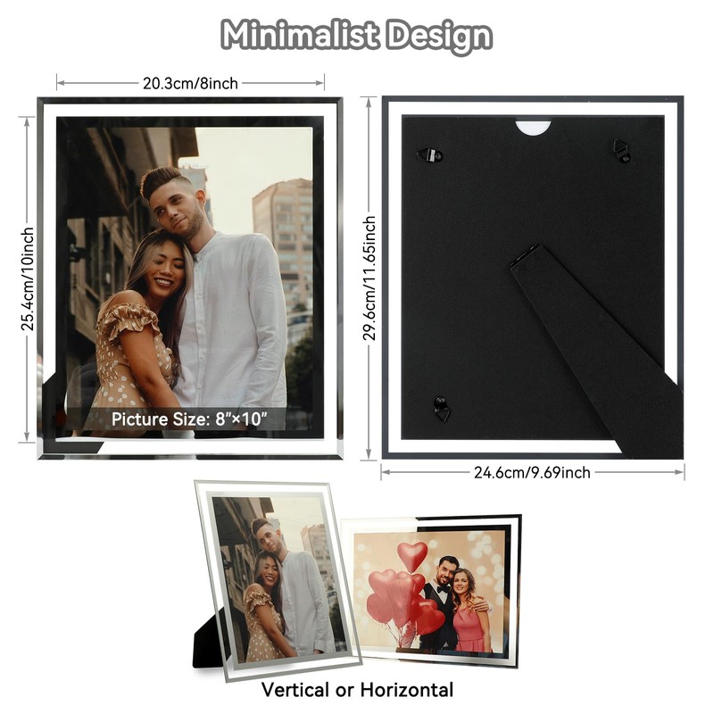 Cokiyaya 8×10 Picture Frame, Silver Glass Photo Holder, Tabletop Use