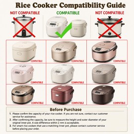Rice Cooker Replacement Pot, 304 Stainless Steel Inner Pot for 5 L/10 Cup Rice Cooker, Universal Replacement Cooking Accessory, Includes Steamer Rack, Rice Spoon, Measuring Cup, 9.4 x 5.5 in