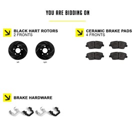Hart Brakes Front Brakes and Rotors Kit |Front Brake Pads| Brake Rotors and Pads| Ceramic Brake Pads and Rotors - BHCF.61100.02
