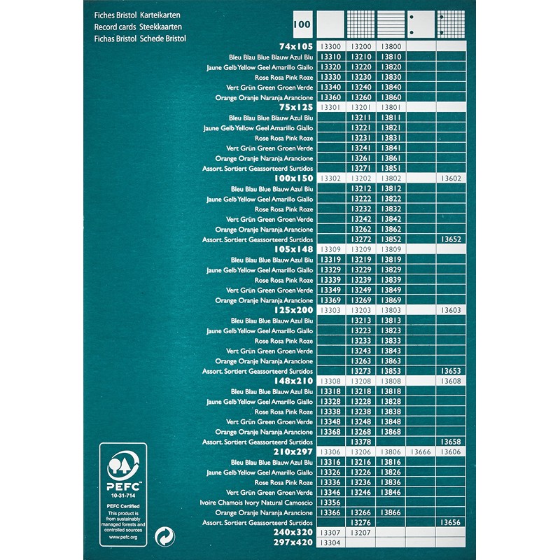 Exacompta - Ref 13808B - Bristol Ruled Record Card (Pack