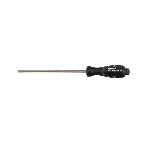 Hozan D-530-75 Phillips Screwdriver, Phillips No.00, Total Length: 4.9 inches (124 mm), Shaft Length: 3.0 inches (75 mm), Thin Shaft Specifications, Ideal for Recessed Places