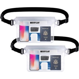 wonsar Waterproof Pouch Bag, 2-Pack, Waterproof Bum Bag Dry Bag with Adjustable Strap, Waterproof Bags for Swimming, Kayaking, Boating, Fishing, Beach