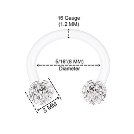 KJM Fashion Flexible Acrylic Circular Barbell Earrings 1.2 mm 16 g Pack of 3, Acrylic
