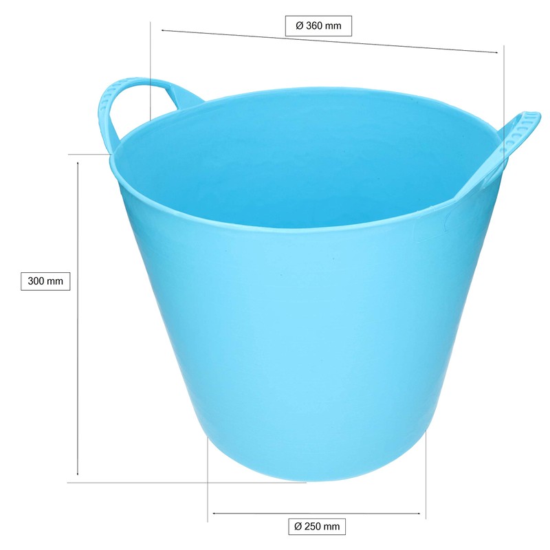 KOTARBAU® Elastic Rubber Trough 26L Turquoise Fluo with Carry Handles