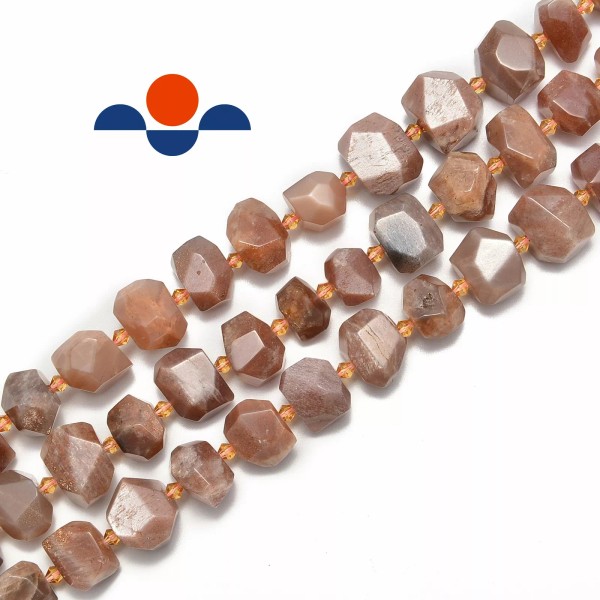 Unbranded Natural Peach Moonstone Faceted Nugget Chunk Beads Approx 13x20mm