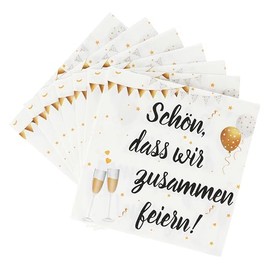 CraftWerk Serviettes Pack of 100 – Schön dass wir zusammen feiern – Serviettes with Saying for Birthday, Party, Bridal Eve – 32 x 32 cm