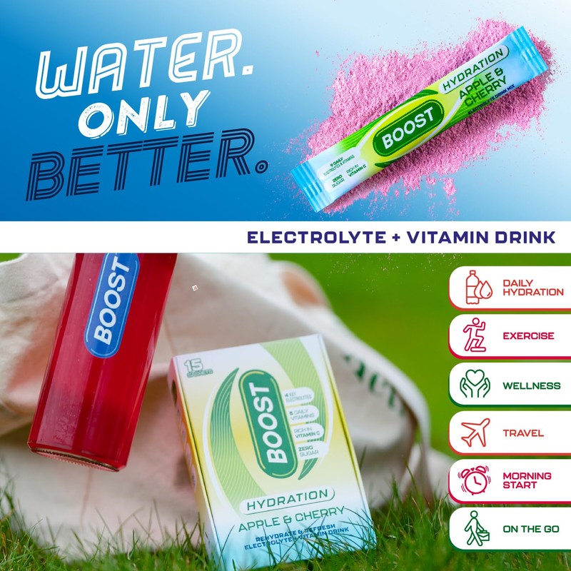 Boost Hydration Powder Apple Cherry, 15 Pack, 7g Sachets
