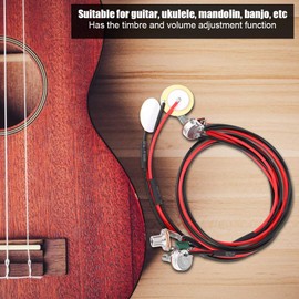 Piezo Contact Pickup, 6.35mm Audio Jack Piezo Contact Pickup with Volume & Tone Control for Folk Guitars Ukulele Practice