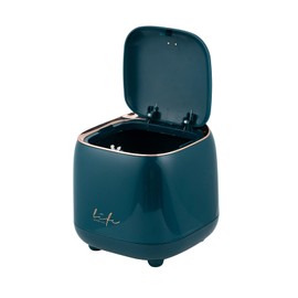 diyannuo Plastic trash can creative mini desktop trash can, with lid small home office cleaning trash button desktop storage bin, with 50 trash bag (Blue)