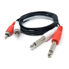 DRUT 1m Twin 6.35mm MONO Jack Plugs to 2 x RCA Phono Plugs OFC Audio Cable Male to Male Lead 3.3ft