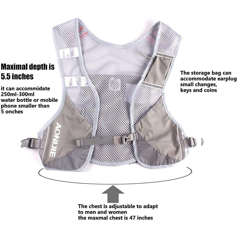 AONIJIE Ultralight Hydration Backpack Running Marathon Backpack Drinks Bag (Grey)