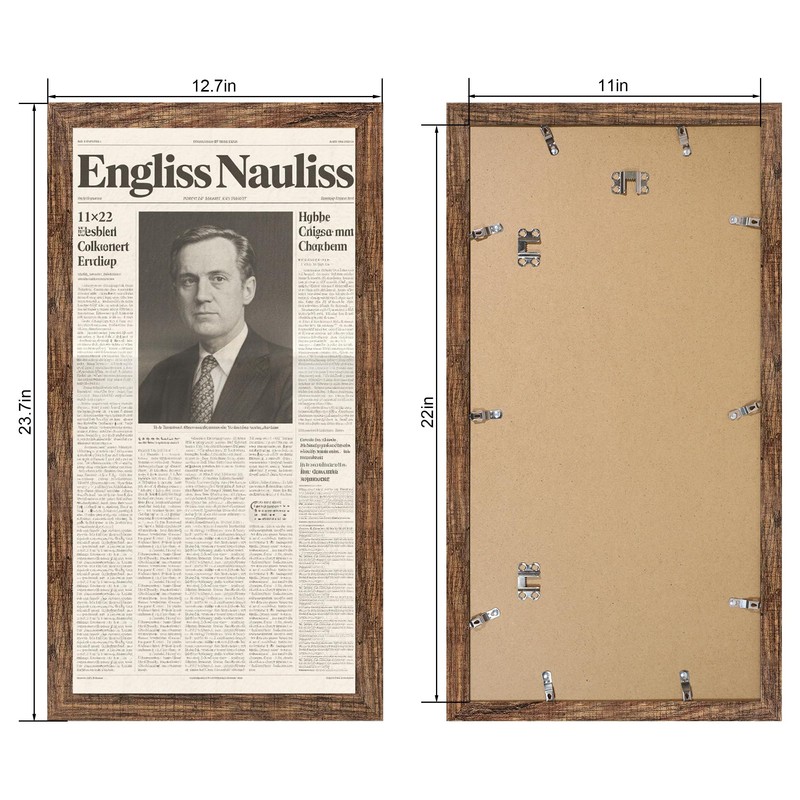 Hongkee 11x22 Newspaper Frame 2 Packs, Real Glass and Rustic