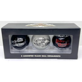 2006 Harley Davidson 3-Pack Ball Glass Holiday Ornament 96917-07V