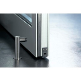 Door Stop for Floor Mounting, Rubber Buffer at 88 mm Height, Projection 45 mm, Stainless Steel Solid Material, Stopper for Glass Doors and Front Doors in L Shape, Door Stopper, Door Damper - PHOS