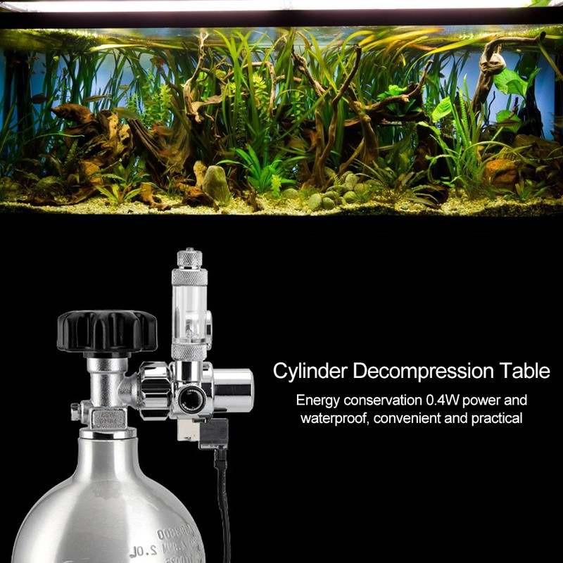 Stainless Steel Aquarium CO2 Bubble Regulator Electromagnetic Water Plants Cylinder