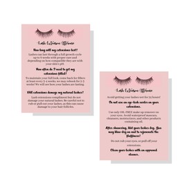 Lash Extension After Care Instruction Cards for Clients | Post Card Size 4.25 x 5.5" inches | 30 Pack Eyelash Extensions Supplies