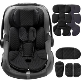 Rsotone Infant Car Seat Insert Adjustable Head Support for Preemie Newborn Toddler, Reversible Baby Head Body Support Cushion for Carseats and Strollers Side Impact Protection - Black