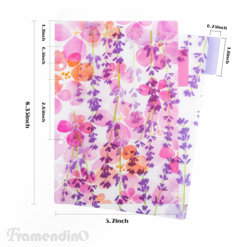 Framendino, 12 Pack Binder Index Dividers A5 Plastic Insertable Binder