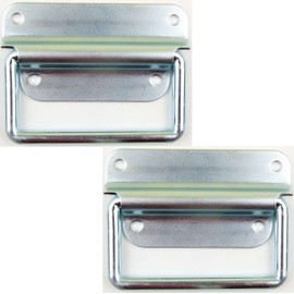 Adam Hall Hardware 3440 M2 AH – Set of 2 Folding Handle / Box Handle Silver 4-Hole Two Pieces