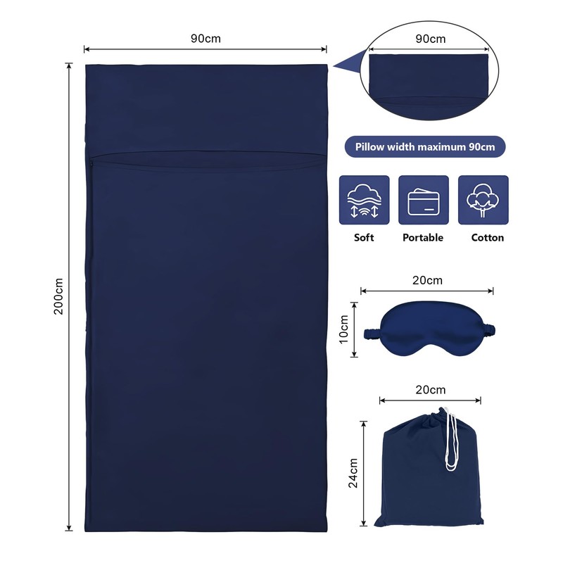 2-in-1 Sleeping Bag Ultralight with Zip Cushion Compartment Cotton Thin