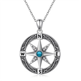 Ladytree 925 Sterling Silver Compass Necklace Celtic Knot Travel Talisman Friendship Pendant Inspirational Graduation Gift for Women