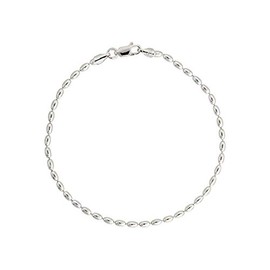 925 Sterling Silver Italian Oval Bead Necklace, 3MM, 4MM Ball Chain, Rice Bead Chain, 16-36 Inches (8, 2.3MM)