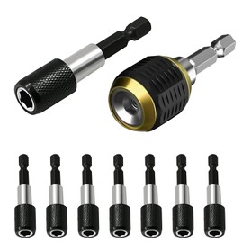 9 Pieces Magnetic Bit Holder 60 mm, Bit Holder Magnetic 1/4 Quick Change Drill Holder Stainless Steel Bit Extension Bit Holder Set for Drill Impact Screw