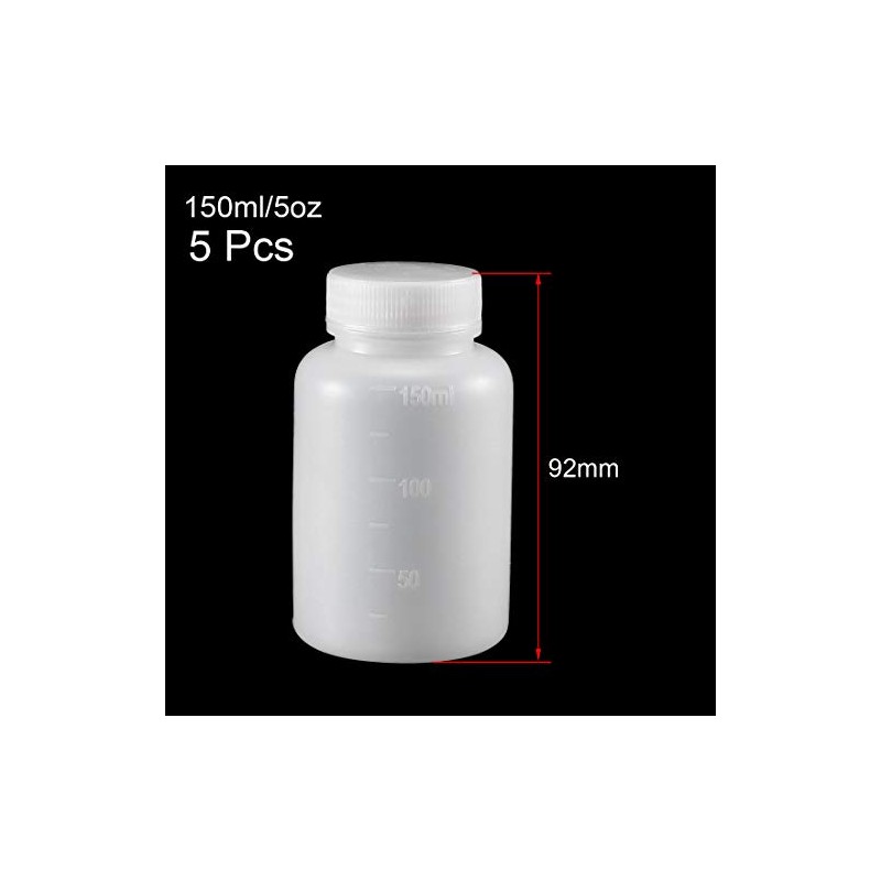 sourcing map Plastic Lab Chemical Reagent Bottle 150ml/5oz Wide Mouth