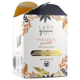 Lady Green Organic Purifying Care Soap 100g + Bamboo Charcoal Konjac Sponge