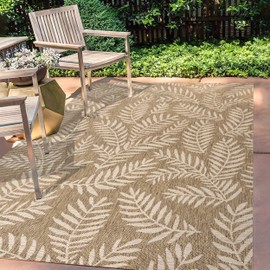JONATHAN Y SMB119A-3 Nevis Palm Frond Indoor Outdoor Area-Rug Coastal Floral Easy-Cleaning Bedroom Kitchen Backyard Patio Non Shedding, 3 X 5, Brown/Beige