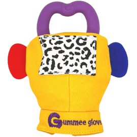 Gummee Teething Glove - Teething Mitten for Babies with Detachable Teething Ring & Side Teethers for Babies 3-6 Months (up to 9 Months), 100% Cotton Baby Teething Glove, Yellow Teething Glove