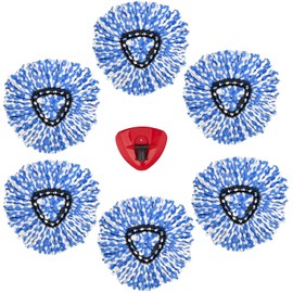 6 Pack Spin Mop Replacement Head 1 Rotating Mop BaseRinse Clean Mop Refills Compatible with O Cedar EasyWring RinseClean 2 Tank Bucket System 360 °Microfiber Replacement Mop Head for Floor Cleaning