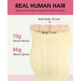 Youngsmile Wire Hair Extensions Real Human Hair with Invisible Line 14inch 70g Natural Remy Straight Hair for Women #60 Platinum Blonde Wire Human Hair Extensions(wire#60-14inch)