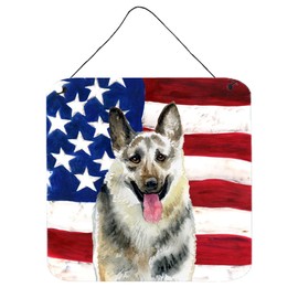 Caroline's Treasures East-European Shepherd Patriotic Metal Print, 6h x 6w, USA American Flag