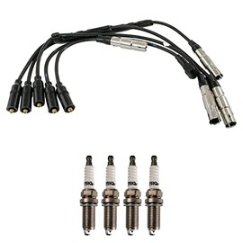 TRQ Ignition Kit Spark Plugs Spark Plugs Wire Set Compatible with 1995-2002 Volkswagen Cabrio 1994-1999 Golf 1993-1999 Jetta 1995-1996 Passat