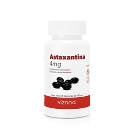 VIZANA NUTRITION | Astaxantina Natural "AstaPure" 4mg con Omega 3, DHA y EPA, Capsulas de Gelatina Blanda (60 Caps-450 mg), Origen: Israel