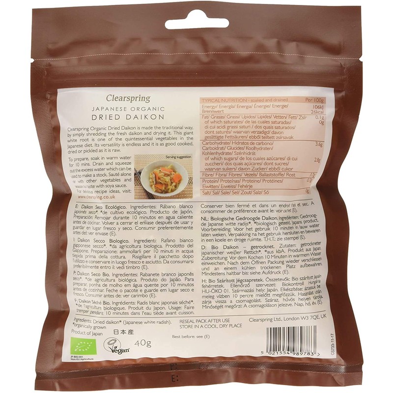 Clearspring Organic Dried Daikon - Dried Japanese White Radish