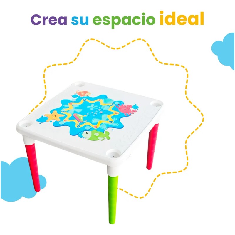 Kit 4 Mesas Didáctica Infantil Con Portavasos Mesa De Juegos