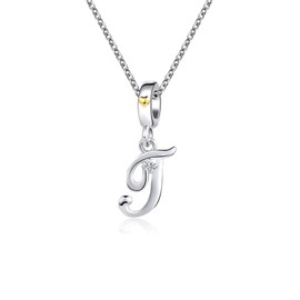 LSxAB Women Initial T Letter Charm Necklaces Pendant Silver Sister Family Daughter Granddaughter Mom Auntie Friends Christmas Birthday