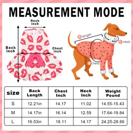 Dog Dress M, Cute White Pet Dress with Red Lip and Pink Bow, Stylish Pet Outfit for 8-9 lbs Dogs and Cats, Romantic Holiday Clothing