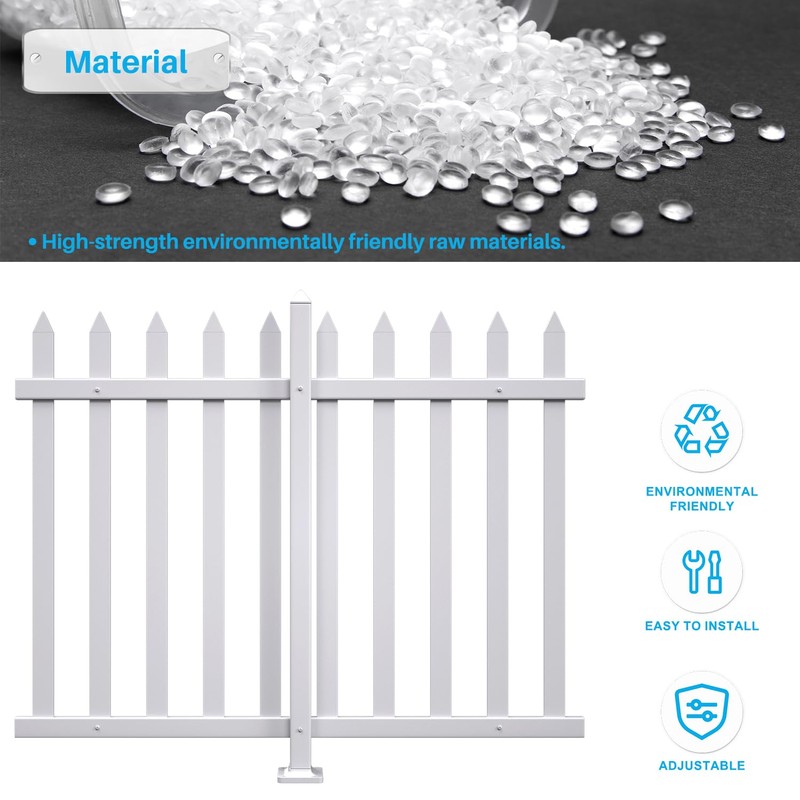 Patio Outdoor Fence 30"Hx84"L-2Set Picket Fence Panels White Garden Fence