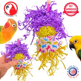 Bonka Bird Toys 1030 Hoppy Easter 6" x 3" Sola Atta Ball Toy with Paper Shred Cupcake Liners Wood Beads for Small Birds Parrotlets Cockatiels Parakeets Foraging Enrichment Toy