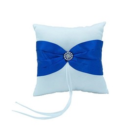 Abbie Home Wedding Ring Pillow Rhinestone Party Favor (Royal Blue Pillow)