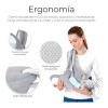 Cangurera Portabebé Mochila Multifuncional Con Asiento Bebé Color Gris