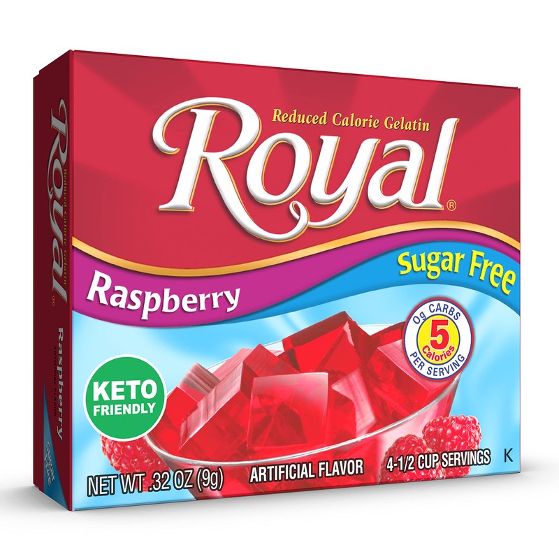 Royal Raspberry Gelatin Dessert Mix , Sugar Free, 0.32-Ounce Box