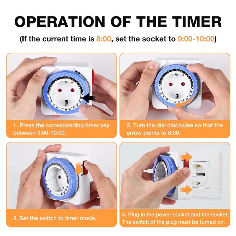 Adiwo Mechanical Timer, Pack of 2 Analogue Timer for Indoor