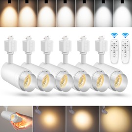 【2024 Upgraded】Zoomable 12W LED Track Light Head Dimmable H Track Lighting Remote Control Bright Ceiling Spotlight Fixtures for Kitchen Dining Room 2700K-6500K 15°~60° CRI90 1200lm White 6 Pack