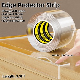 COUMENO Clear Edge Protector,Safe Corner Protector, Anti-Sharp Edge Protector, for Furniture, Drawers, Tables, Cabinets 2inX3.3FT
