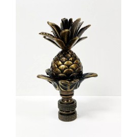 Lite Accents Lamp Finial-LARGE PINEAPPLE-Aged Brass Finish, Highly detailed metal casting-FS
